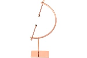JUXYES Rose Golden Metal Sphere Holder Caliper Stand, Hold 1-1/2 to 5, Caliper Style Display Stand for Mineral, Ornament, Gem, Shell, Coin, etc