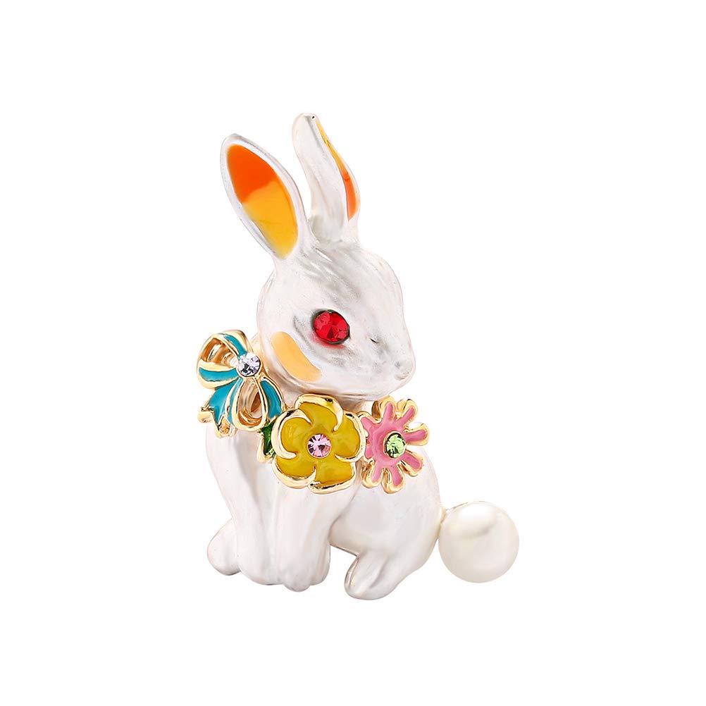 Crystal Enamel Bunny Brooch Cute Animal Rabbit Lapel Pin Brooch Badge Clothes Bag Jackets Decor