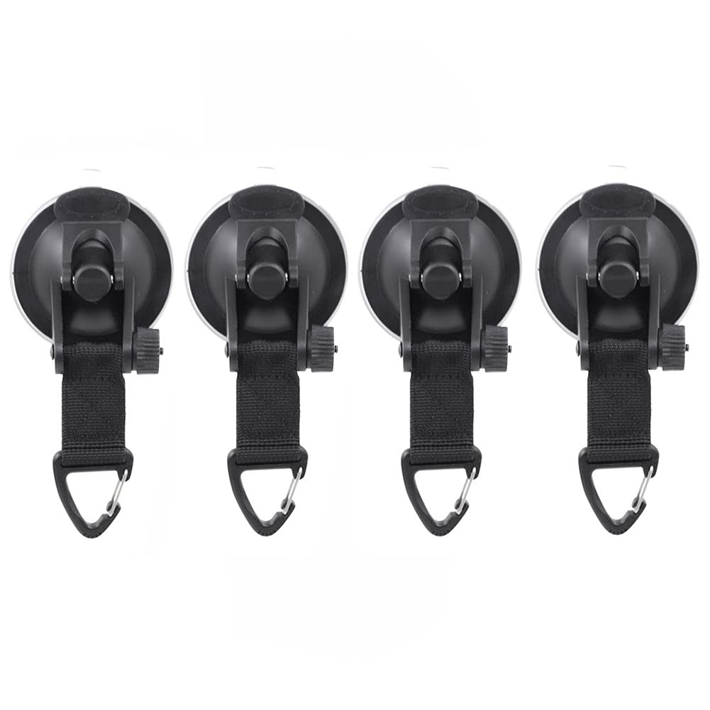 Alnicov Heavy Duty Suction Cup Anchor with Securing Hook,Camping Tarp Accessory for Camping Car Van Truck Boat and Home(4pcs,Black)