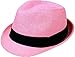 Simplicity Straw Beach Hat Men Women Summer Short Brim Fedora Hat, Light Pink SM