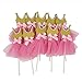 Mybbshower Pink Gold Ballerina Tutus Cake Topper for Girls Princess Birthday Decorations Pack of 10