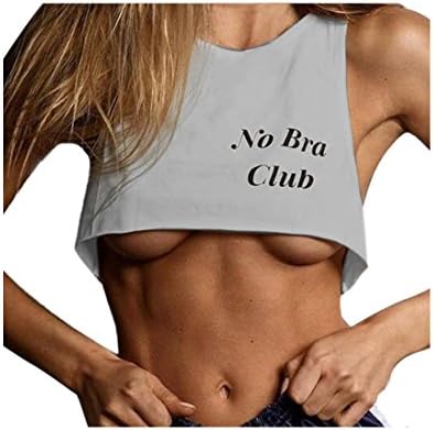 Alonea Women's Crop Top, Womens No Bra Club Letter Print Vest Short Tank Tops Bra Blouse