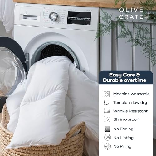 Olive + Crate Cooling Down Alternative Comforter - Hypoallergenic Queen Size Duvet Insert Lightweight - All Seasons Plush Design Bamboo Comforter - 100% Bamboo Viscose Outer Cover - White 88"x90"