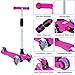 BELEEV Kick Scooter for Kids 3 Wheel Scooter, 4 Adjustable Height, Lean to Steer with PU LED Light Up Wheels for Children from 3 to 13 Years Old (Rose Pink)