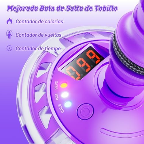 Bola de Salto de Tobillo Recargable con Luz y Contador para Niñas 6-11 Años