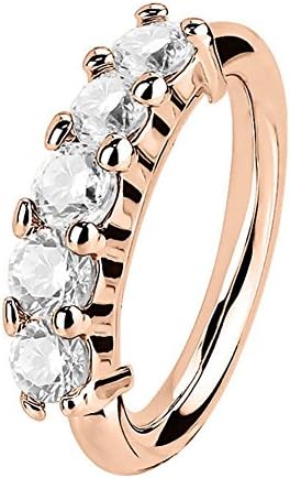 FEIDAjdzf Nose Ring Hoop Nose Stud Body Jewelry Piercing, Fashion Rhinestone Nose Ear Lip Hoop Ring Women Chic Body Piercing Jewelry - Rose Golden