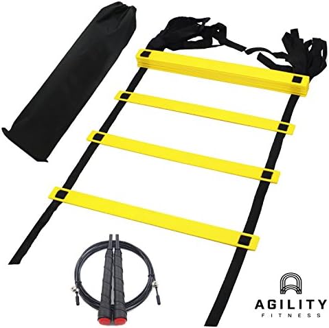 Speed Agility Ladder Bundle with Skipping Jump Rope and Carry Bag for Training Football Fitness Soccer Boxing