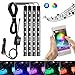 AMBOTHER 4X Car LED RGB Music Interior Atmosphere Floor Underdash Lighting RGB Music Control Strip Lights Kit Multicolor APP Blue ++++ Tooth Controller for iPhone Android