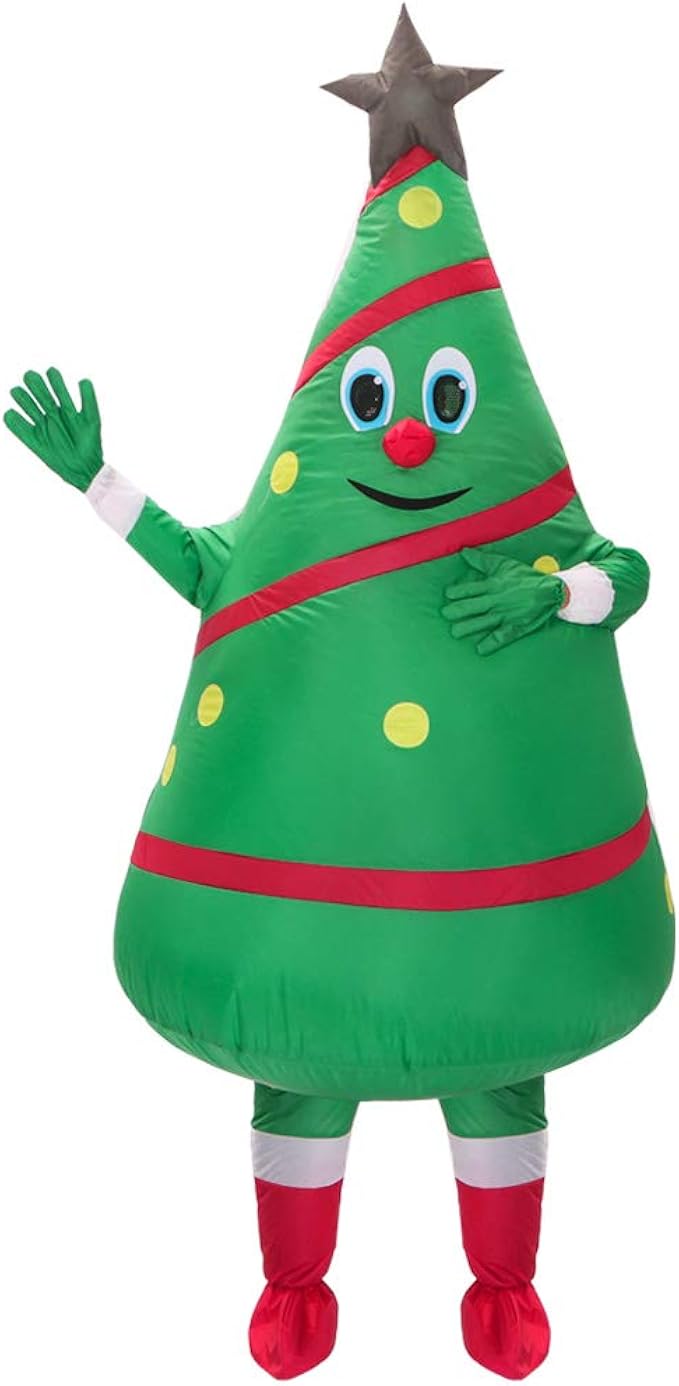 Amazon Co Jp Laossc インフレータブル クリスマスツリーコスチューム 大人用 クリスマス コスプレ パーティー ブローアップ コスチューム ワンサイズ 服 ファッション小物