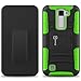 LG K8 Holster Case, LG Escape 3 Holster Case, CoverON [Explorer Series] Holster Hybrid Armor Belt Clip Hard Phone Cover For LG K8 (K350N) / LG Escape 3 Case - Green Neon