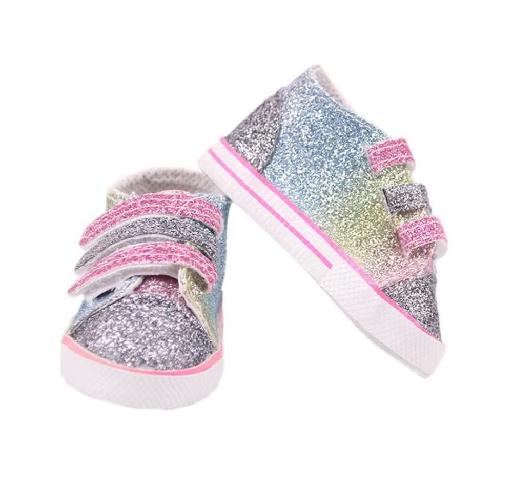 DUORUIMI Doll Shoes Sneakers with Sequins Accessory for American Girl Doll 18 inch