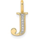 10k Yellow Gold Initial J Pendant Necklace for Women or Unisex Wear with Diamond Accent, Polished Finish, Real Gold Monogram Jewelry Charm, Sentimental Identity Symbol, Fine Everyday Jewelry