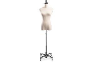 THE SHOP COMPANY Female Display Dress Form Mannequin in Natural Canvas on Metal Rolling Base by TSC-Small-Black