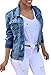 Pxmoda Women's Turn Down Collar Ripped Destroyed Denim Jacket Outwear