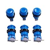 Reyann 6x Blue Happ Style Standard Arcade Push Button with Microswitch for Mame, Jamma, Arcade Video Games