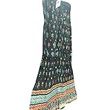 Womens Maxi Skirts Black Floral Printed Crinkle Bohemian Flirty Festive Skirt M