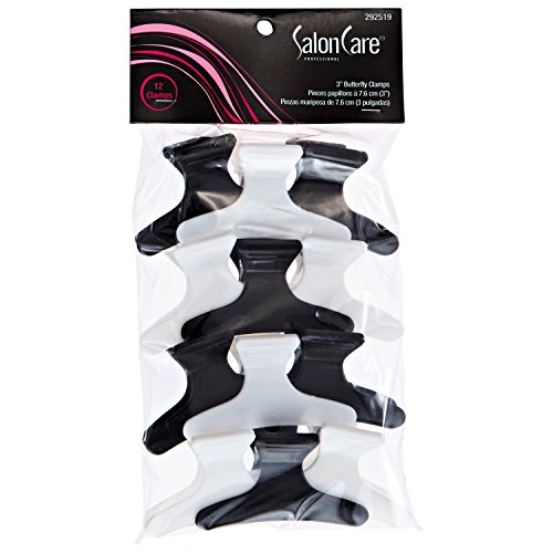 Salon Care Black & White 3 Inch Butterfly Clamps Black and White