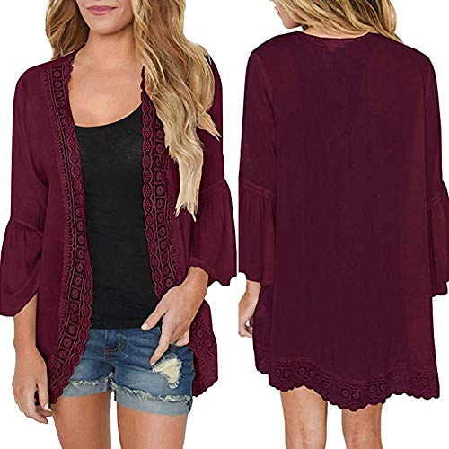 Gillberry Women's Summer Casual Loose Lace Long Cardigan Plus Size Shawl Outerwear Kimono Tops Camisoles and Pareos
