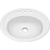 PROFLO PFS20174 Getchell 20" Oval Enameled Steel Drop In Bathroom Sink with Overflow and 3 Faucet Holes at 4" Centers - White
