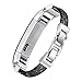 bayite Leather Bands Compatible Fitbit Alta and Alta HR, Adjustable Metal Buckle Leather Wristband, Stone Pattern Black Small 5.5