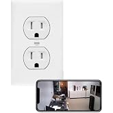4K Power Receptacle Wall Outlet Plug HD High Definition Spy Camera Nanny Camera (White/Round / 120V/ Video Only/No Audio)