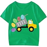 Kids Easter Shirt Boys Girls Eggs Hunts Tractor Monster Truck Graphic Tees Toddler Easter Bunny Short Sleeve T-Shirt Top