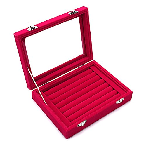 MyJellMyJell 7 Slot Velvet Jewelry Rings Display Tray Earring Storage Case Jewelry Storage Box