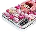 Mavis's Diary iPhone X Case, Full Edge Protective Plastic Case, 3D Handmade Crystal Clear Bling Diamonds Shiny Rhinestone Hard PC Cover for iPhone X Edition (Rose Florals)