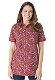 Women's Plus Size Perfect Floral Print Polo T-Shirt With Short Sleeves