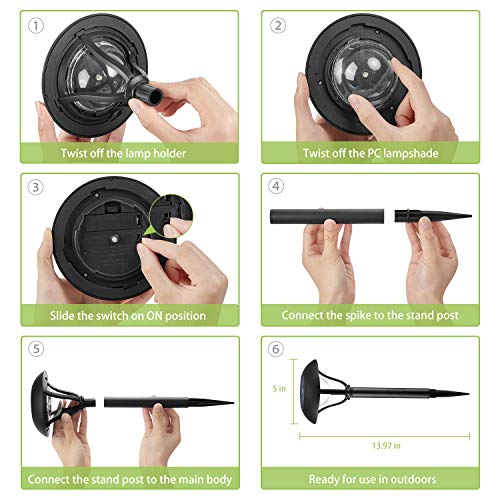OxyLED Solar Path Lights, 8 Pack Garden Stake Light Solar Powered, Decorative Waterproof Outdoor Landscape Lighting Auto On/Off Dusk to Dawn for Pathway, Lawn, Patio, Yard, Christmas - Thumbnail 4