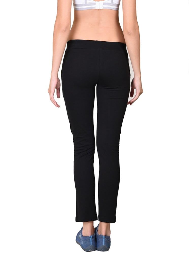 onesport women's 100% cotton jersey black trackpants(onsp26bl-p)