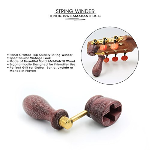 "AMARANTH" Handcrafted Wooden Guitar String Winder by Tenor. Designed For Classical, Flamenco, Acoustic, Electric Guitars and Ukuleles. Made Of Solid Handpicked AMARANTH Wood. Beautiful Vintage Look.