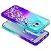 NageBee Galaxy S6 Edge Plus Case with Screen Protector (3D PET) for Girls Women, Glitter Liquid Sparkle Bling Floating Waterfall Quicksand Cute Case for Samsung Galaxy S6 Edge Plus -Auqa/Purple