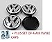 Volkswagen VW Wheel Center Caps (SET OF 4 pieces) PLUS set of 4 TIRE VALves EOS Golf Jetta Passat CC Phaeton Scirocco Sharan Tiguan Touran Transporter Hubcap Wheel Center Caps 3B7601171 3B7 601 171