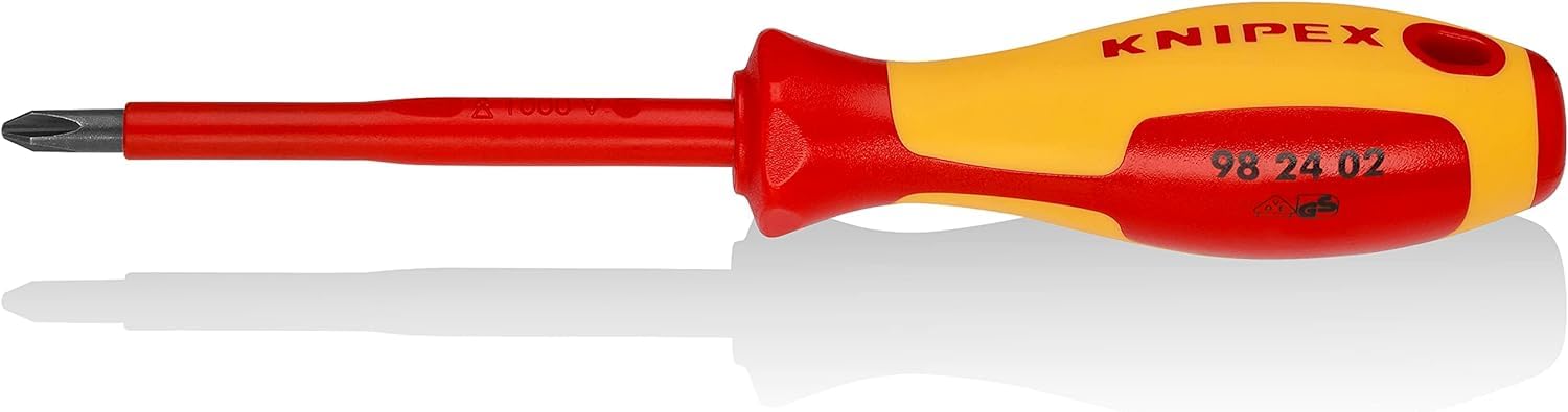 KNIPEX Screwdriver for Cross Recessed Screws Phillips Insulating Multi-Component Handle, VDE-Tested 212 mm, 98 24 02