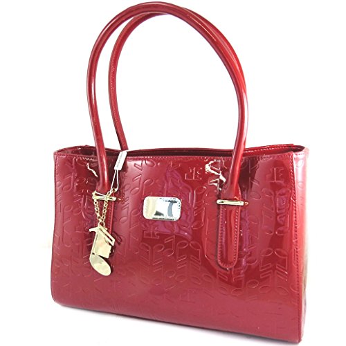 Leather bag 'Jacques Esterel' polish red musical notes. ACCESSORIES