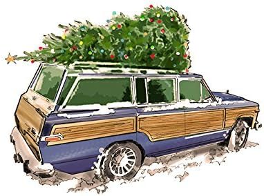 Blue Jeep Grand Wagoneer Holiday Card - Greeting Card