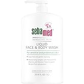 SEBAMED Liquid Face and Body Wash For Sensitive Skin pH 5.5 Mild Gentle Hydrating Cleanser Hypoallergenic Dermatologist Recommended 33.8 Fluid Ounces (1 Liter) For Healthier Smoother Skin