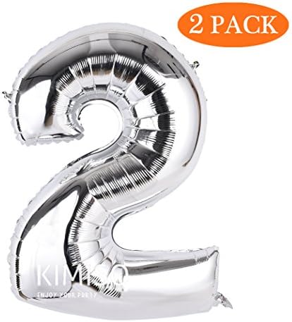 Number Balloons, 2 Pcs 40 Inch Silver Number Balloons for Birthday Decorations Party Supplies (Silver Number 2)