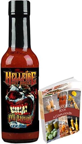 Evil Bastard! HellFire Hot Sauce 5oz Very Hot infused with Jack Daniels Fire Whiskey All Natural Artisan Individually Boxed w/ Free Hot Sauce Recipe Ebook (Evil Bastard!, 5 fl oz)