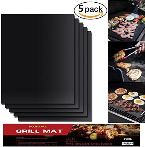 Grill Mat BBQ Grill & Baking Mats 100% Non-stick - Reusable, Easy to Clean - Set of 5