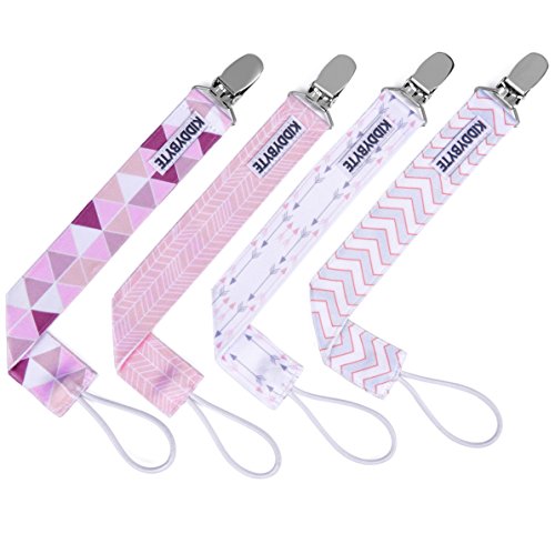 Baby Pacifier Clip With Case Holder for Girl - 4 Pack Teething Clips for Babies, Perfect for Binky, Soothie & Stuffed Animal Toys (4 Pack)