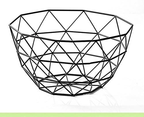 Lights of life Black Fruit Basket Countertop Fruit / Vegetable Basket Display Stand Metal Market Basket (27cm)