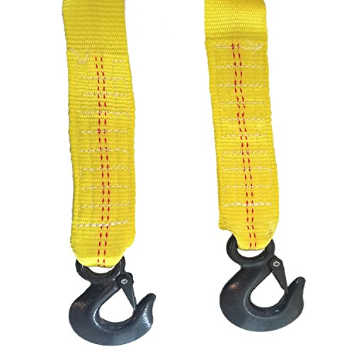Heavy Duty Emergency Tow Strap 2" x 20 FT 10,000LB Towing Rope w/ 2 Steel Hooks includes free bag