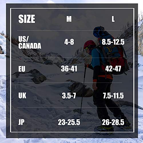image for Plemo Traction Cleats, Stainless Steel Ice Crampons with 18 Spikes, Ic