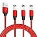 Lightning Cable Durable iPhone Charger Cable Nylon Braide Lightning Charging Cable 3 Pack 6FT Long iPhone Cable USB Lightning Cord Compatible iPhone XS/Max/XR/X/8/8P/7P/6S/iPad/iPod/IOS (Red)