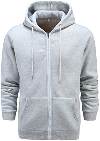 Venson Men's Outwear Long Sleeve Zip-up Fleece Hoodie Hooded Sweatshirt Jacket (2X-Large, Gray)