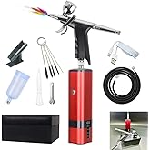 I-BEAUTEE Portable Cordless Airbrush Kit with Compressor, high air Flow Handheld Mini Air Brush Gun Set,Trigger Type High Pressure Air Brush for Painting, Nail Art, Cake, Barber,Model,T-Shirt DIY