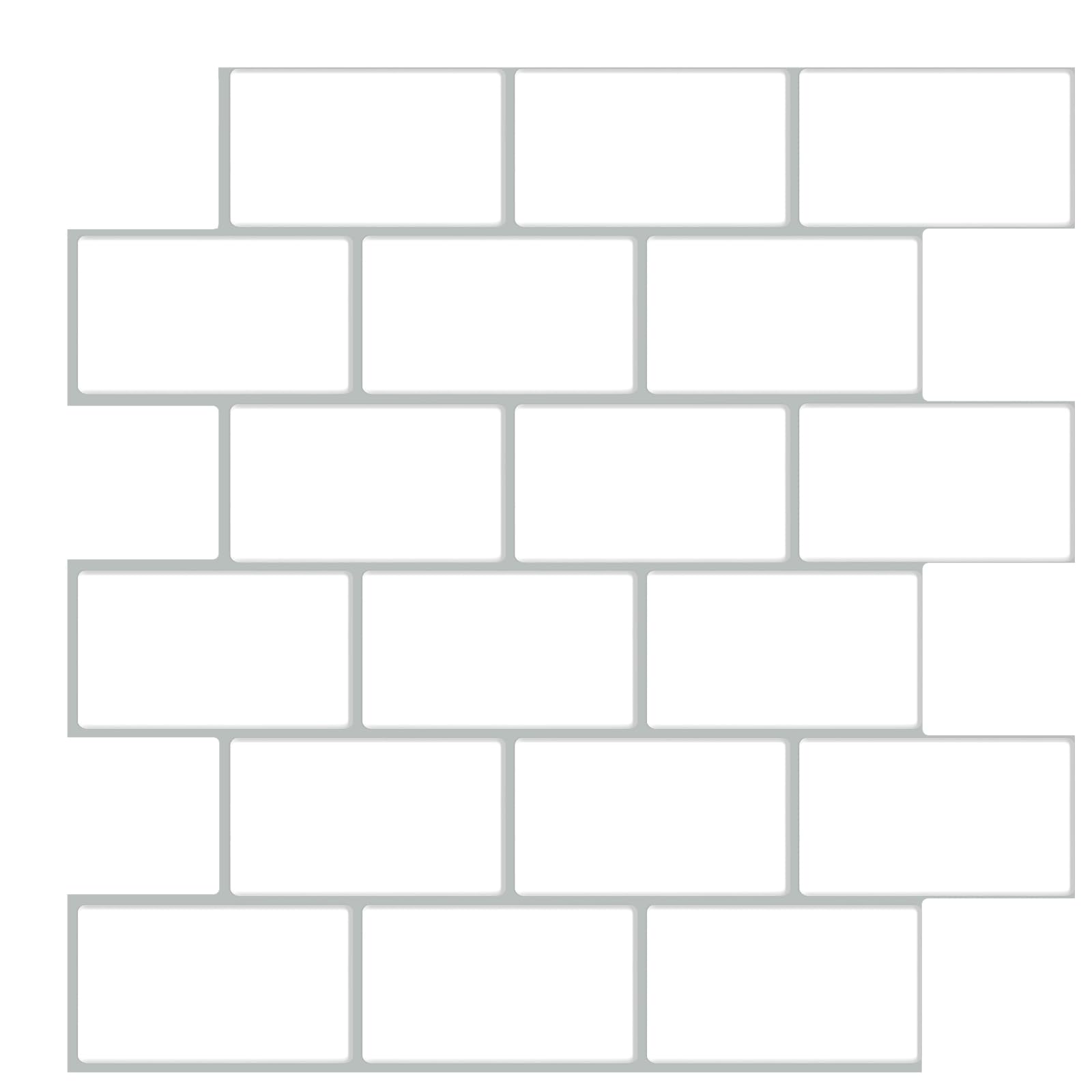 WoStick 10-Sheets 3D Self-Adhesive Wall Tiles, 1.6mm Thickness Peel & Stick, Metro Subway Tiles for Kitchen & Bathroom (30.5cm x 30.5cm)