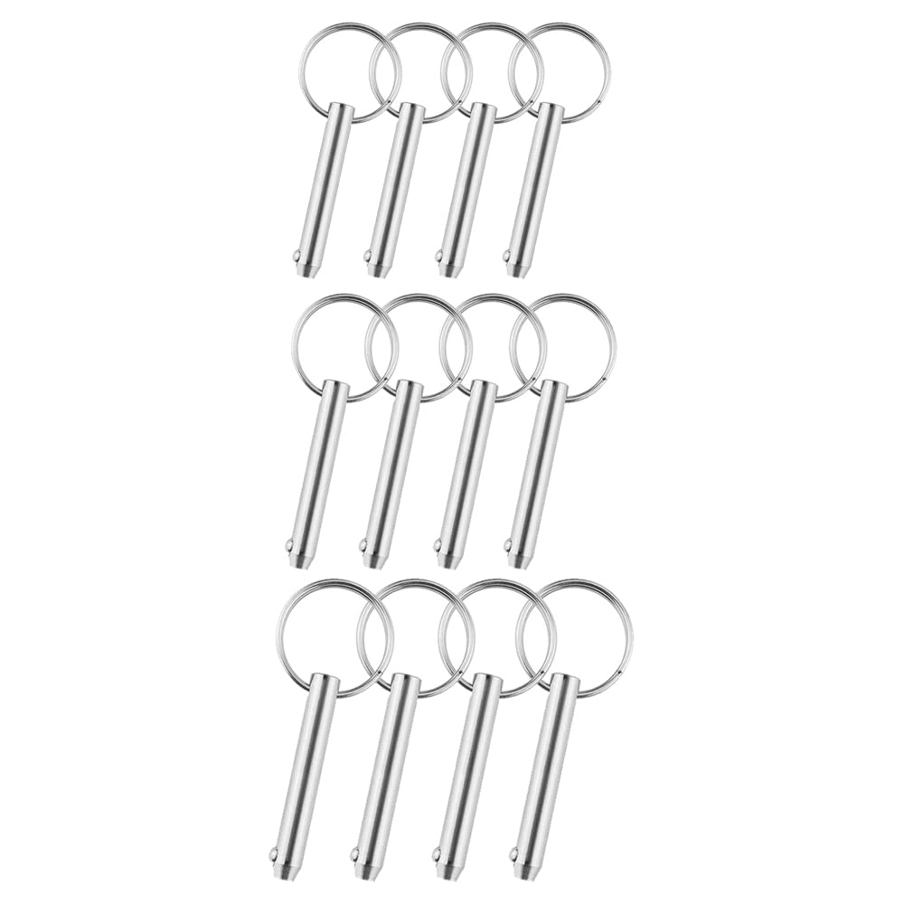 12PCS Quick Release Pin with Spring Loaded Ball End Circle Ring Stainless Steel, Bimini Tops for Boats Accessories(8×55mm)